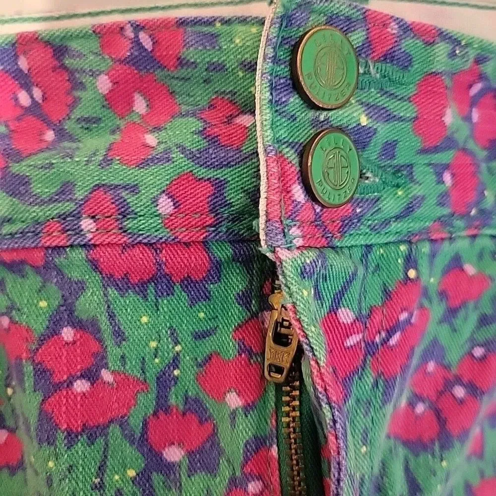 Lilly Pulitzer Worth‎ Skinny Mini Jeans Womens 8 Floral Printed Denim